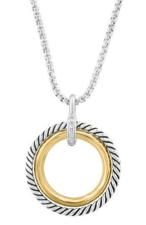 Effy Two-Tone Pav&eacute; Diamond Open Circle Pendant Necklace in Gold at Nordstrom Rack, Size 18