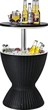 Costway Mesa Nevera Capaciadad De 30 L Cubo De Hielo Para Jard&iacute;n Mesa Auxiliar Con Gancho,asa,tapa Extra&iacute;ble Y Orificio De Drenaje Para Fiesta Boda - Costway