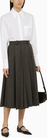 Thom Browne Womens Exaggerated Easy Fit Point Collar Shirt In Poplin - Grey Cotton - Size EU 44 (Womens)