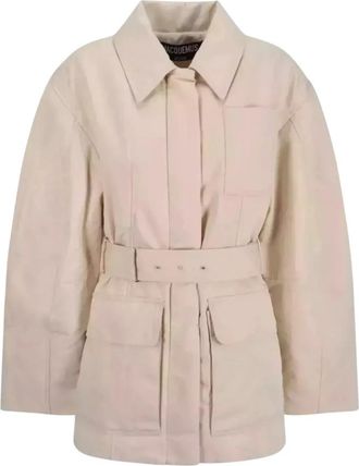 Jacquemus Beige Oversized Jas met Brede Riem - Dames - Zomerjassen - Beige - S - Katoen - Jassen