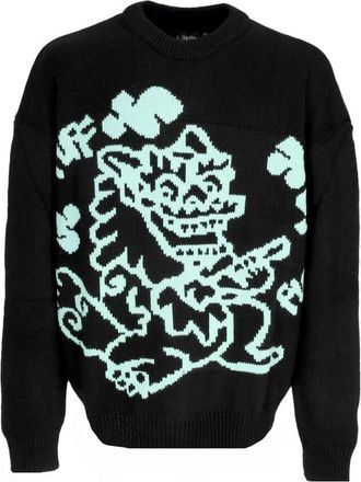 Dolly Noire Puff Dragon Sweater - Heren - Ronde hals truien - Zwart - M - Truien & Vesten