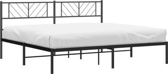 vidaXL Estructura Cama Sin Colch&oacute;n Con Cabecero Metal Negro 180x200 Cm Vidaxl