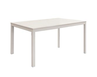 Konte Design Mesa de madera, acabado blanco y metal blanco, extensible 160x90