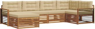vidaXL Conjunto De Sof&aacute;s De Exterior 6 Uds. Natural Y Beige Vidaxl
