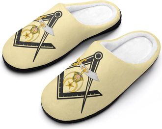 Generic Shriners Symbol Mens House Slippers Memory Foam Washable Cotton Slip on Home Shoes