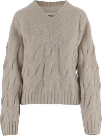 Allude Cashmere en Zijden Trui - Dames - Cashmere truien - Beige - S - Kasjmier - Truien & Vesten