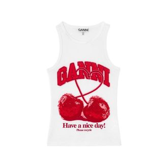 Ganni Cherry-print Tank Top
