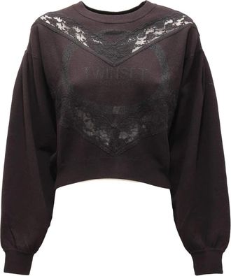 Twinset Maglione Wo Sweater 212Tt 3040 - Dames - Ronde hals truien - Zwart - S - Katoen - Truien & Vesten