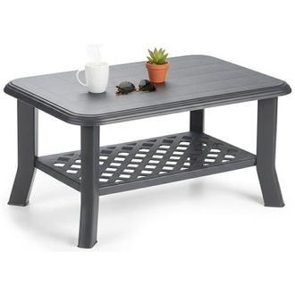 Dmora Dmora - Tavolo da esterno 0, Tavolino con portariviste, Tavolino da giardino multiuso, 100% Made in Italy, Cm 90x60h46, Antracite