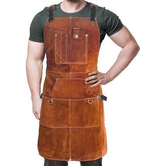 OEM Delantal De Soldador Profesional De Cuero Para Hombre Con 6 Bolsillos. Delantal De Soldadura Duradero Y Resistente Al Fuego Para Herreros