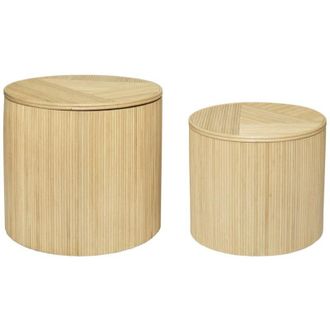 Vente-Unique Vente-unique - Tavolino supplementare tondo vani D.50xH.46cm e D.39,5xH.36cm Giunco Naturale chiaro - Lotto di 2 - gabes