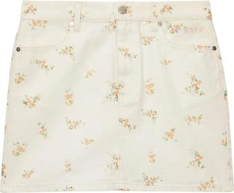 Msgm Minirok met bloemenprint - Dames - Korte rokken - Wit - S - Katoen - Rokken