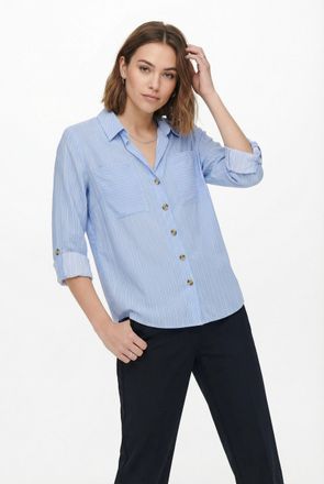 Only Hemdbluse ONLY ONLYASMIN SHIRT L/S WVN NOOS, Damen, Gr. XL (42), serenity stripes:silva, Web, Obermaterial: 100% Viskose, gestreift, loose fit h&uuml;ftbed