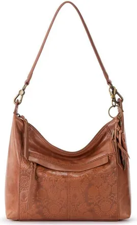 The Sak Alameda Leather Hobo in Tobacco Floral Emboss at Nordstrom
