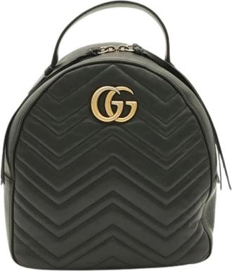 Gucci Pre-owned GG Marmont Leren Rugzak - Dames - Vintage Rugzakken - Zwart - ONE Size - Leer - Vintage