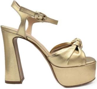 Roberto Festa Milano Gouden platform sandaal gemaakt in Itali&euml; - Dames - Sandalen met hakken - Geel - 37 EU - Leer - Schoenen