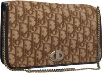 Dior Pre-owned Cross Body Bags, female, Brown, Size: ONE SIZE Pre-owned Vintage Trotter Canvas Shoulder Bag