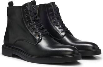 BOSS Leather lace-up boots with a side zipper