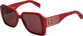Karl Lagerfeld Womens KL6140S Square Sunglasses for Women - Red ABS - One Size