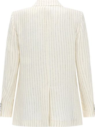 Max Mara Linen Pinstripe Blazer - White