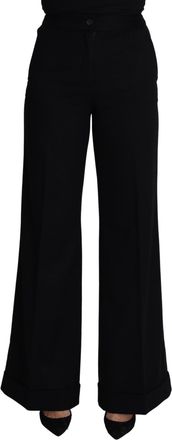 Dolce & Gabbana Black Cashmere Wide Leg Women Trouser Womens Pants