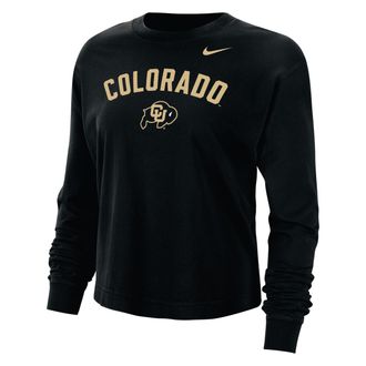 Nike Colorado Nike Womens College Long-Sleeve Boxy T-Shirt in Black | ZWFB8933P084-COL