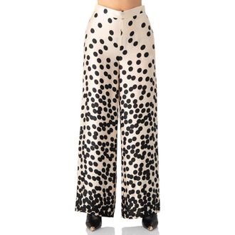 Ivonne Wide-Leg Polka Dot Palazzo Trousers in Natural at Nordstrom, Size 14