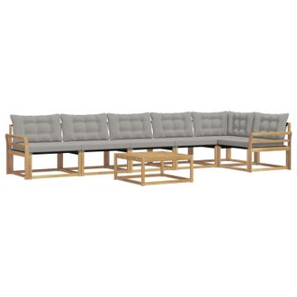vidaXL Conjunto De Sof&aacute;s De Exterior 7 Pcs Blanco Y Gris Claro Vidaxl