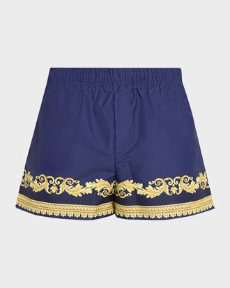 Versace Men & apos;s Baroque-Trim Swim Trunks