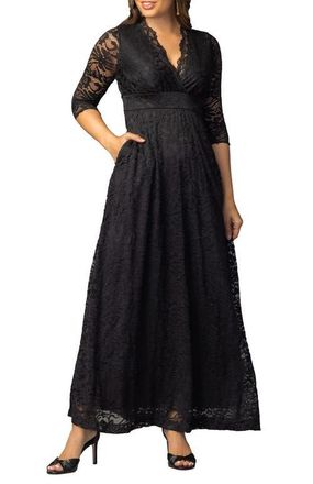 Kiyonna Maria Lace Evening Gown in Onyx at Nordstrom, Size X-Small