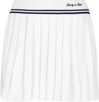 Sporty & Rich Pleated White Mini Skirt with Navy Detail