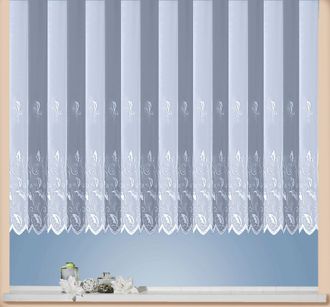 Weckbrodt-Gardinen Gardine »Brüssel« Kräuselband 1 Stk. tlg. echte Stickerei, Voile, halbtransparent, Bordüre, Kante, gebogt, Store