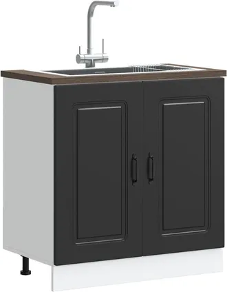 vidaXL Mobile Base Lavello Kalmar Nero 80x46x81,5 Cm In Truciolato - Vidaxl