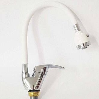Trade Shop Trade Shop - Miscelatore Lavello Colore Bianco Cromato Lavandino Doccetta Flessibile Snake
