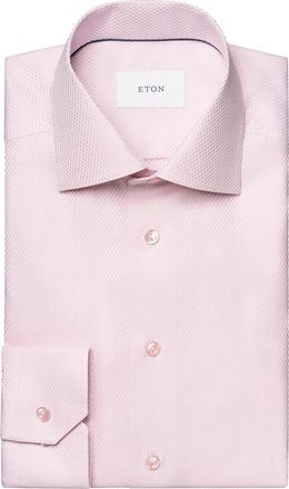 Eton Contemporary Fit Textured Solid Dress Shirt in Medium Pink at Nordstrom, Size 16.5