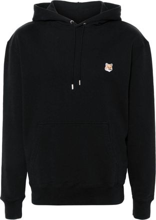 Maison Kitsuné Fox-motif cotton hoodie - men - Cotton - M - Black