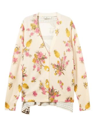Blumarine floral-print cardigan - women - Viscose/Wool - S - Neutrals