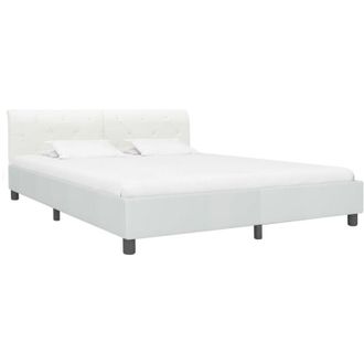 vidaXL Estructura De Cama De Cuero Sint&eacute;tico Blanco 180x200 Cm Vidaxl
