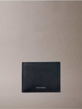 Calvin Klein Mens Refined Saffiano Bifold Wallet - Blue