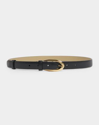 Givenchy Round Buckle Leather Belt, 20mm