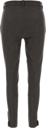 Burberry Womens Embroidered Stretch Cotton Trousers Gray Elastane