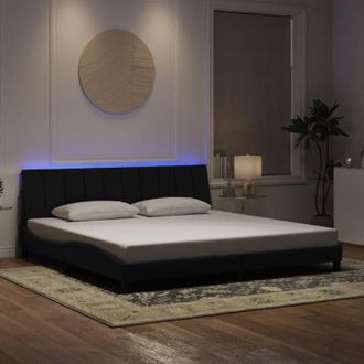 vidaXL Estructura De Cama Con Luces Led Terciopelo Negro 200x200 Cm Vidaxl