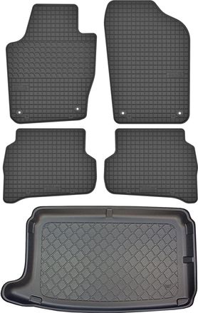 OEM Volkswagen Polo V Hatchback De 05.2009 A 09.2017. Juego: Alfombrillas De Goma Para Coche + Alfombrilla Para Maletero