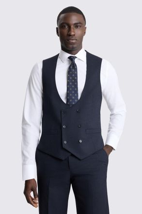 Moss Tailored Fit Navy Puppytooth Waistcoat