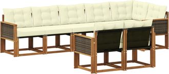 vidaXL Conjunto De Sof&aacute;s De Exterior 8 Uds. Natural Y Crema Vidaxl