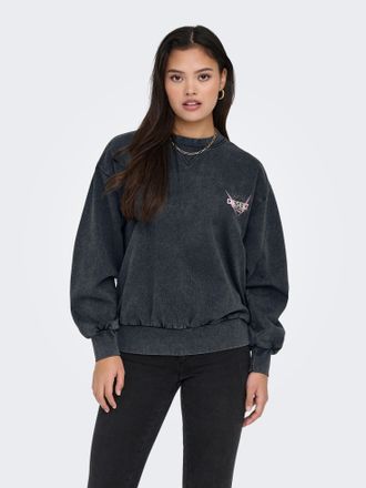 Only Sweatshirt ONLY ONLLUCINDA L/S WILD O-NECK BOX SWT, Damen, Gr. XS, phantom print:texana texas, Sweatware, Obermaterial: 60% Baumwolle, 40% Polyester, 