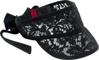 Valentino Garavani Valentino Black Lace Tie Up Visor