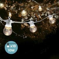 OEM Guirnalda De Luces Exteriores De 10 M Con 10 Led De Luz Blanca C&aacute;lida, Cable Blanco Resistente A La Intemperie, Perfecta Para Bodas Y Eventos - Ulisem