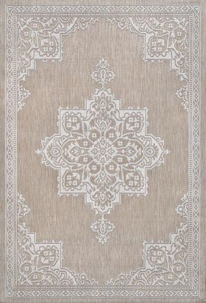 Jonathan Y Designs Arden Vintage Casual Medallion Indoor/Outdoor Area Rug in Beige/cream at Nordstrom, Size 8Ft 0In X 10Ft 0In