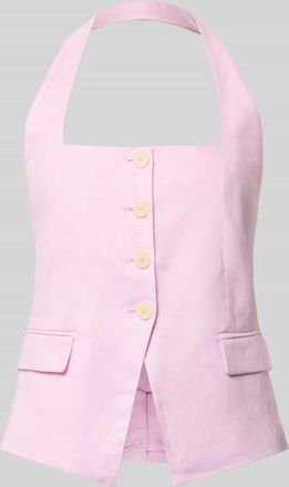 Mango Weste aus Leinen mit Neckholder Modell BORELI in Rosa, Gr&ouml;&szlig;e XL